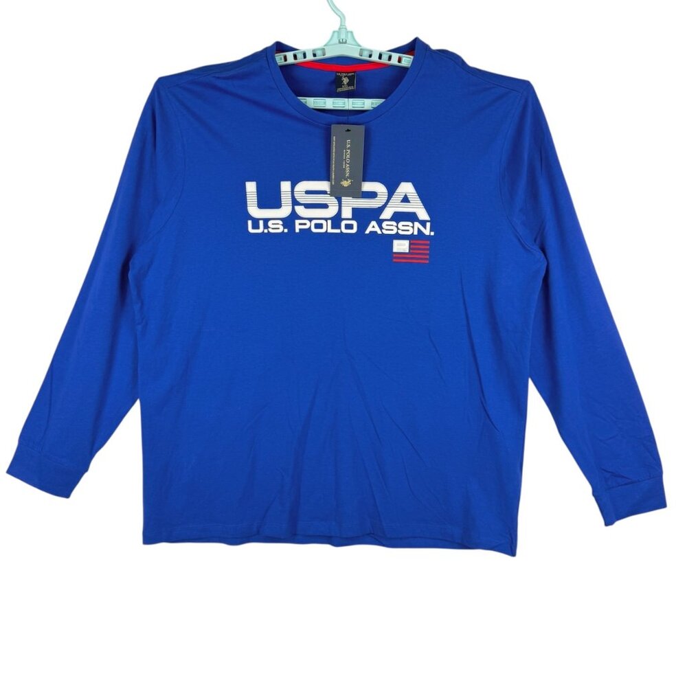 U.S. Polo Assn. Men's Pullover Blue Long Sleeve T-Shirt Size XXL 100% Cotton NWT
